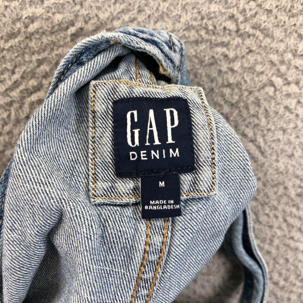 Gap Overalls Womens Medium Blue Indigo Slouchy Denim Bib Cotton Pockets Jeans - Picture 6 of 11